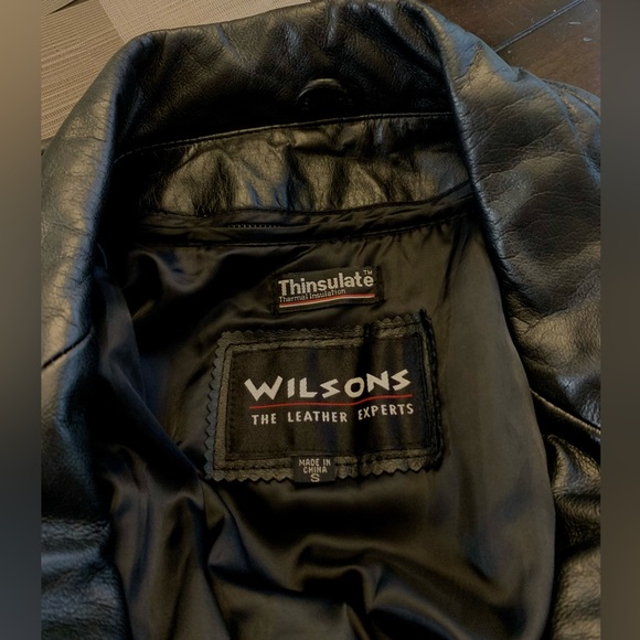 Vintage Wilsons Genuine Leather Belted Jacket Coat with removable zip lining S - Picture 4 of 10
